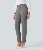 High Waisted 7/8 Work Tapered Trousers with Pockets — Silent Storm — view 3