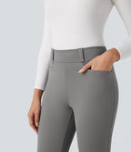 High Waisted 7/8 Work Tapered Trousers with Pockets — Silent Storm — view 4
