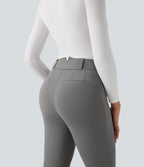 High Waisted 7/8 Work Tapered Trousers with Pockets — Silent Storm — view 5
