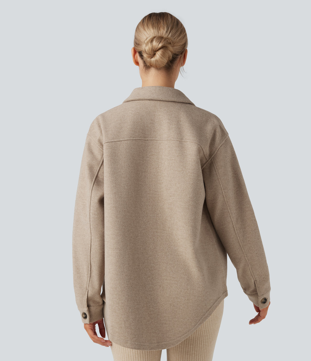 Long Sleeve Fleece Casual Jacket with Pockets — Lunar Weave — view 2