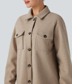 Long Sleeve Fleece Casual Jacket with Pockets — Lunar Weave — view 5