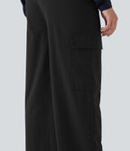Belted Hiking Cargo Dungarees with Pockets — Black — view 6
