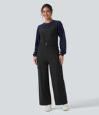 Belted Hiking Cargo Dungarees with Pockets — Black — view 7