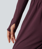 Airy Cut-out Back Long Sleeve Thumb Holes Yoga Jumpsuit with Pockets — Fig — view 7