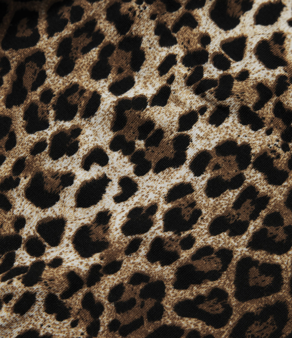 Round Neck Long Sleeve Tie Back Leopard Print Slim Casual Top — Safari Spot — view 6