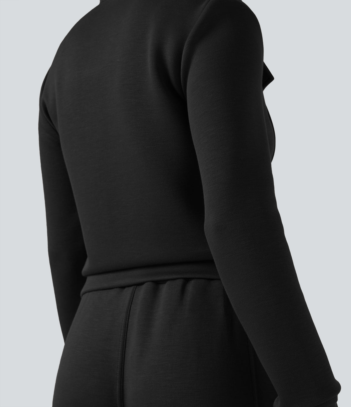 SpacerTek Stand Collar Long Sleeve Workout Jacket — Black — view 5