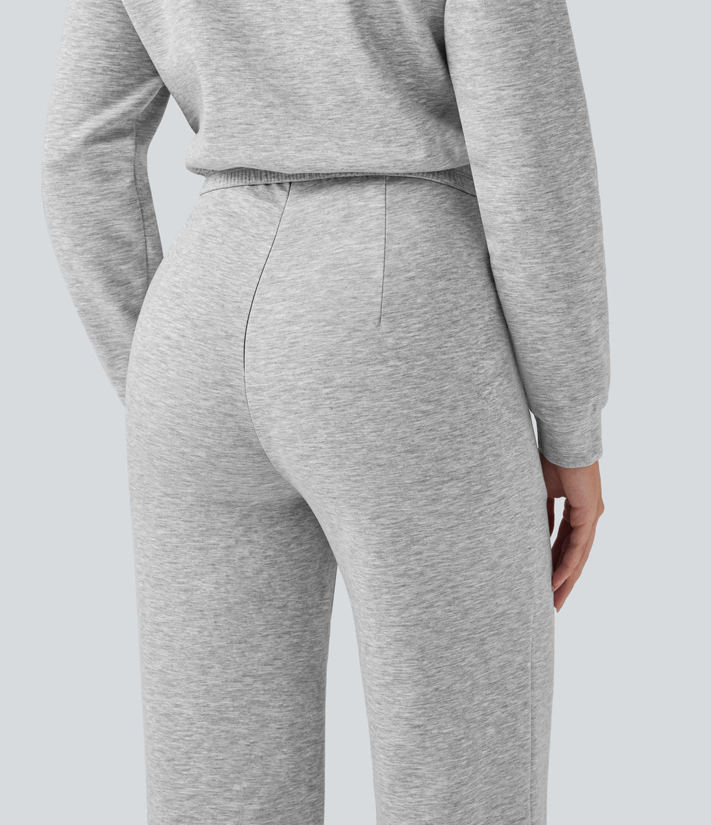 Lapel Zip Long Sleeve Casual Jumpsuit with Pockets — Fog Gray — view 5