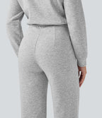 Lapel Zip Long Sleeve Casual Jumpsuit with Pockets — Fog Gray — view 5