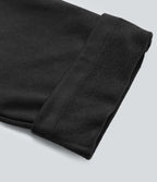 High Waisted Straight Leg Fleece Work Trousers with Pockets — Black — view 7
