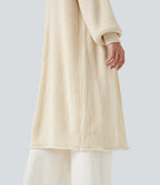 Long Sleeve Open Front Longline Jumper Knit Work Cardigan — White Swan — view 5