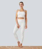 Plush Low Support Double Straps Yoga Sports Bra DD-F Cups — White — view 6