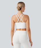 Plush Low Support Double Straps Yoga Sports Bra DD-F Cups — White — view 4