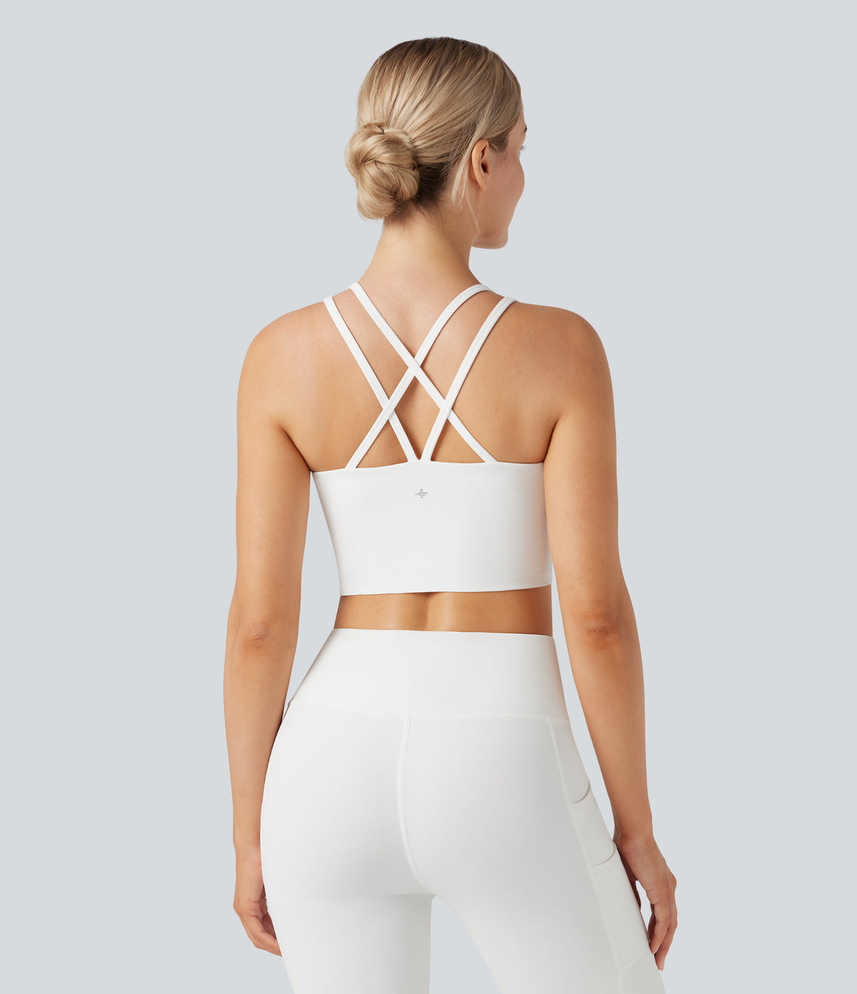 Plush Low Support Double Straps Yoga Sports Bra DD-F Cups — White — view 4
