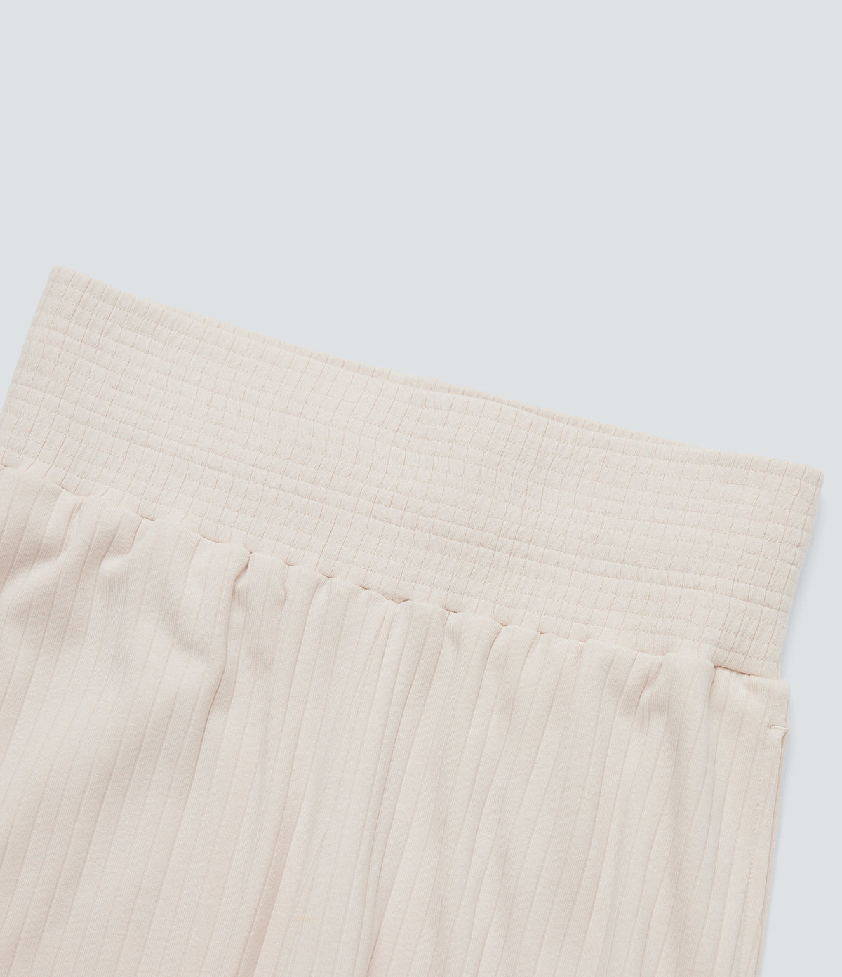 Ribbed Knit High Waisted Casual Trousers with Pockets — Turtledove — view 7
