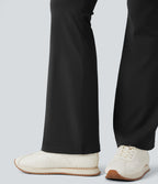 High Waisted Tummy Control Bootcut Hiking Leggings with Pockets — Black — view 6