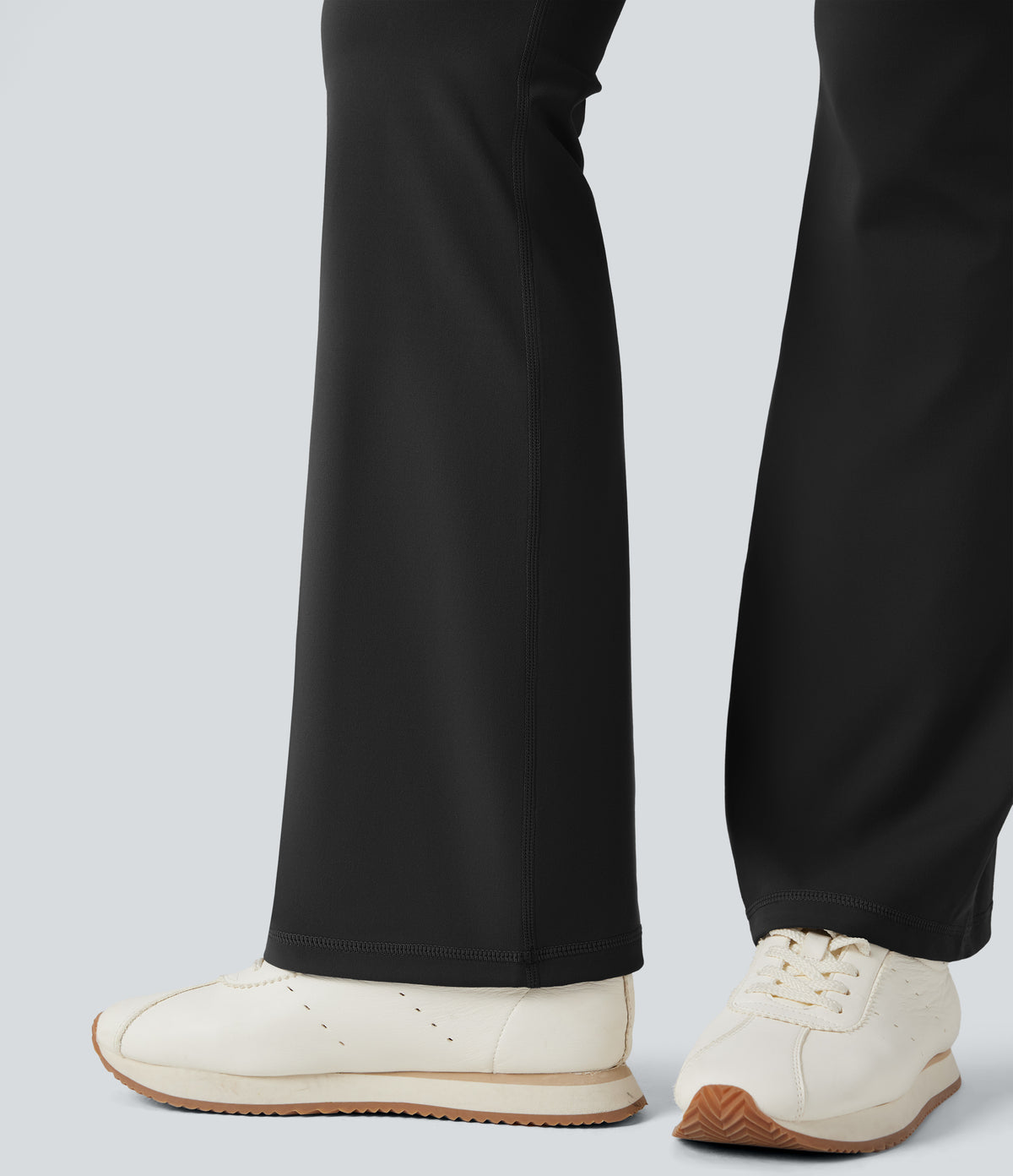High Waisted Tummy Control Bootcut Hiking Leggings with Pockets — Black — view 6