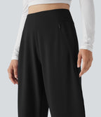 High Waisted Casual Tapered Trousers with Pockets — Black — view 5