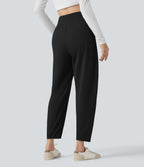 High Waisted Casual Tapered Trousers with Pockets — Black — view 2