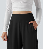 High Waisted Casual Tapered Trousers with Pockets — Black — view 4