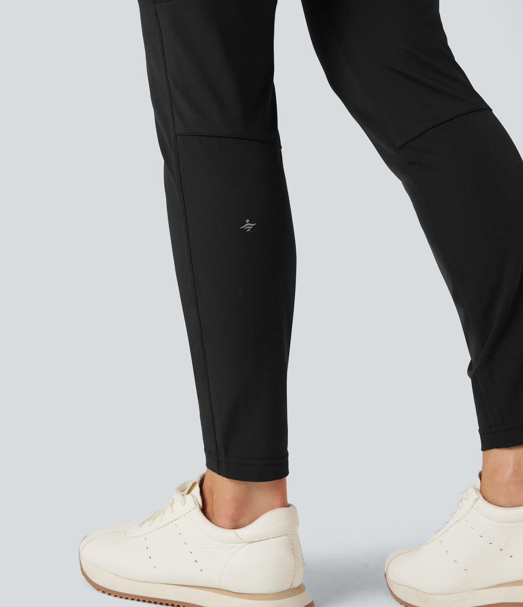 Water Repellent Mid Rise Hiking Trousers with Zip Pockets — Black — view 6