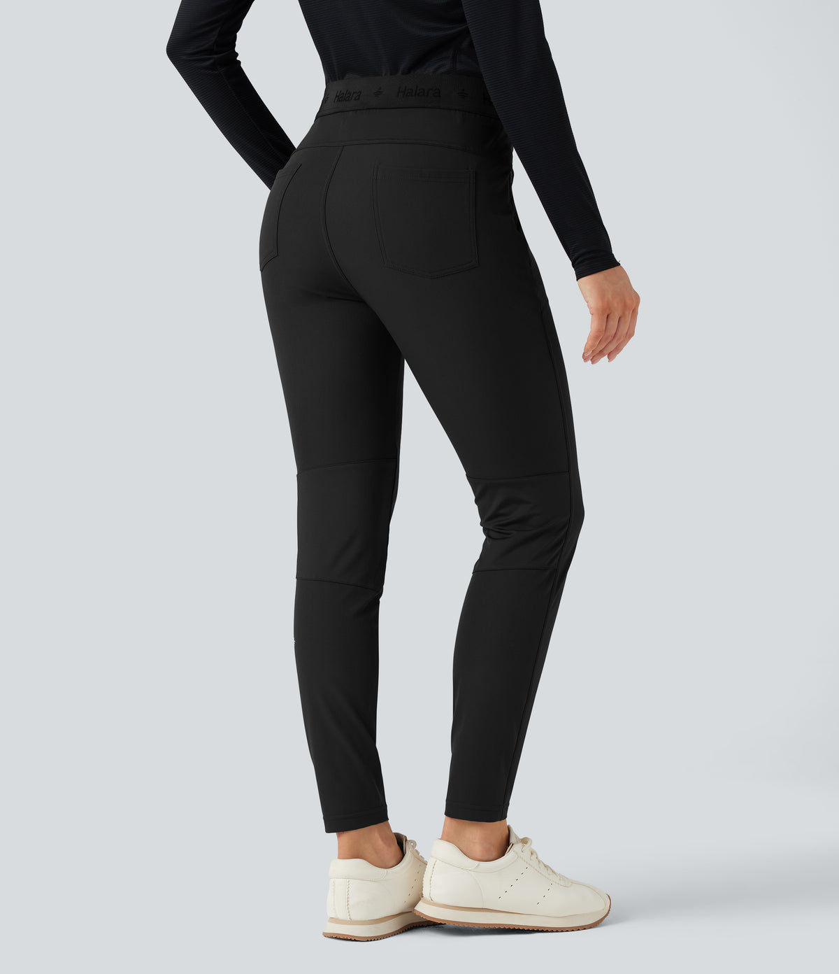Water Repellent Mid Rise Hiking Trousers with Zip Pockets — Black — view 2