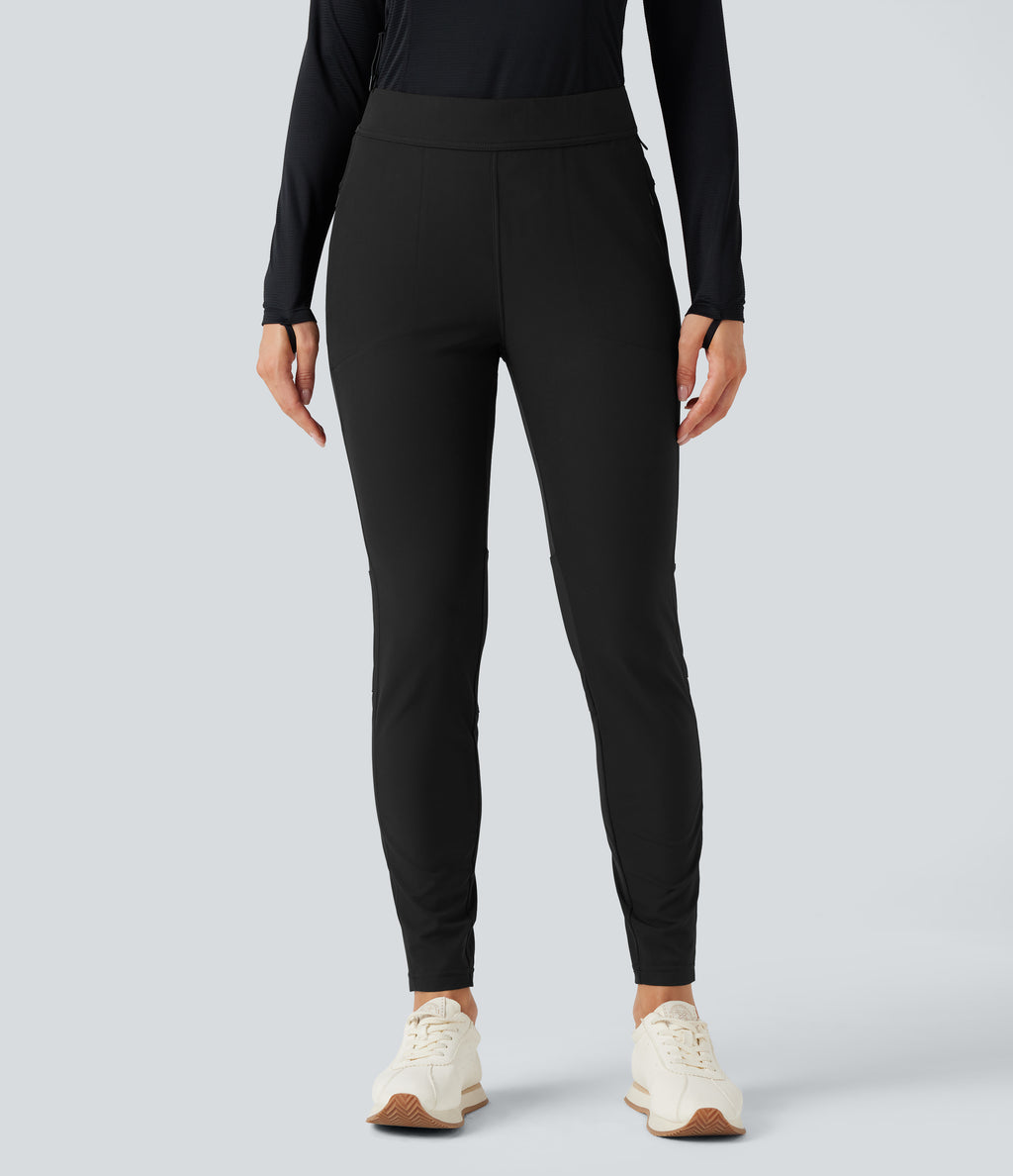 Water Repellent Mid Rise Hiking Trousers with Zip Pockets — Black — view 3