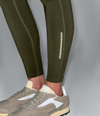 Wear-Resistant Reflective Crossover High Waisted Hiking 7/8 Leggings with Pocket — Twilight Green — view 8