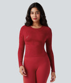 OneForm Seamless Flow Long Sleeve Workout Sports Top — Urban Red — view 7