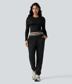 OneForm Seamless Flow Long Sleeve Workout Sports Top — Black — view 6