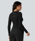 OneForm Seamless Flow Long Sleeve Workout Sports Top — Black — view 2