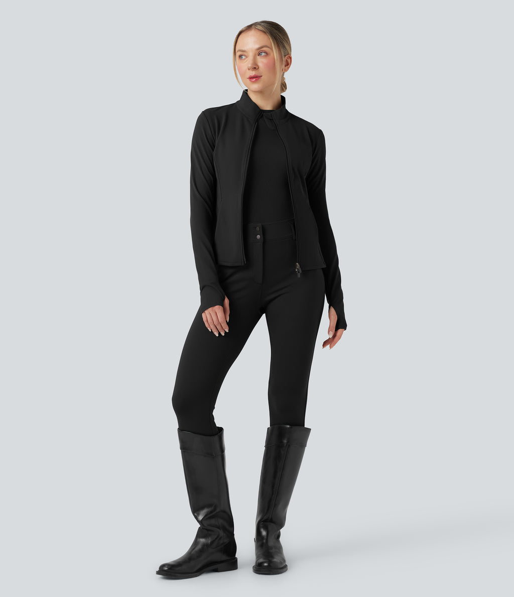 Mid Rise 7/8 Skinny Trousers with Pockets — Black — view 8