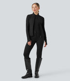 Mid Rise 7/8 Skinny Trousers with Pockets — Black — view 8