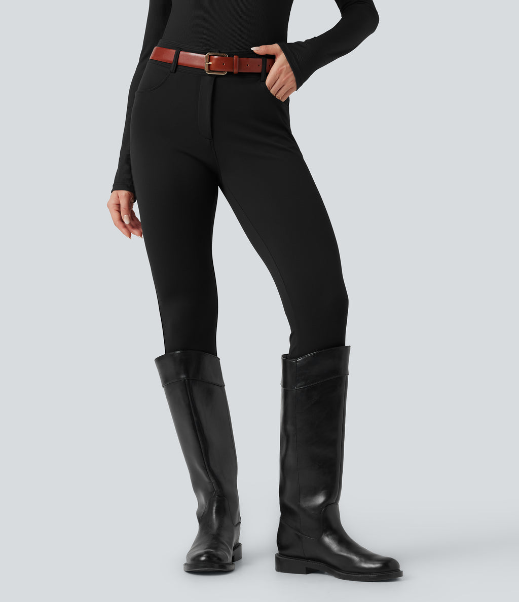 Mid Rise 7/8 Skinny Trousers with Pockets — Black — view 4