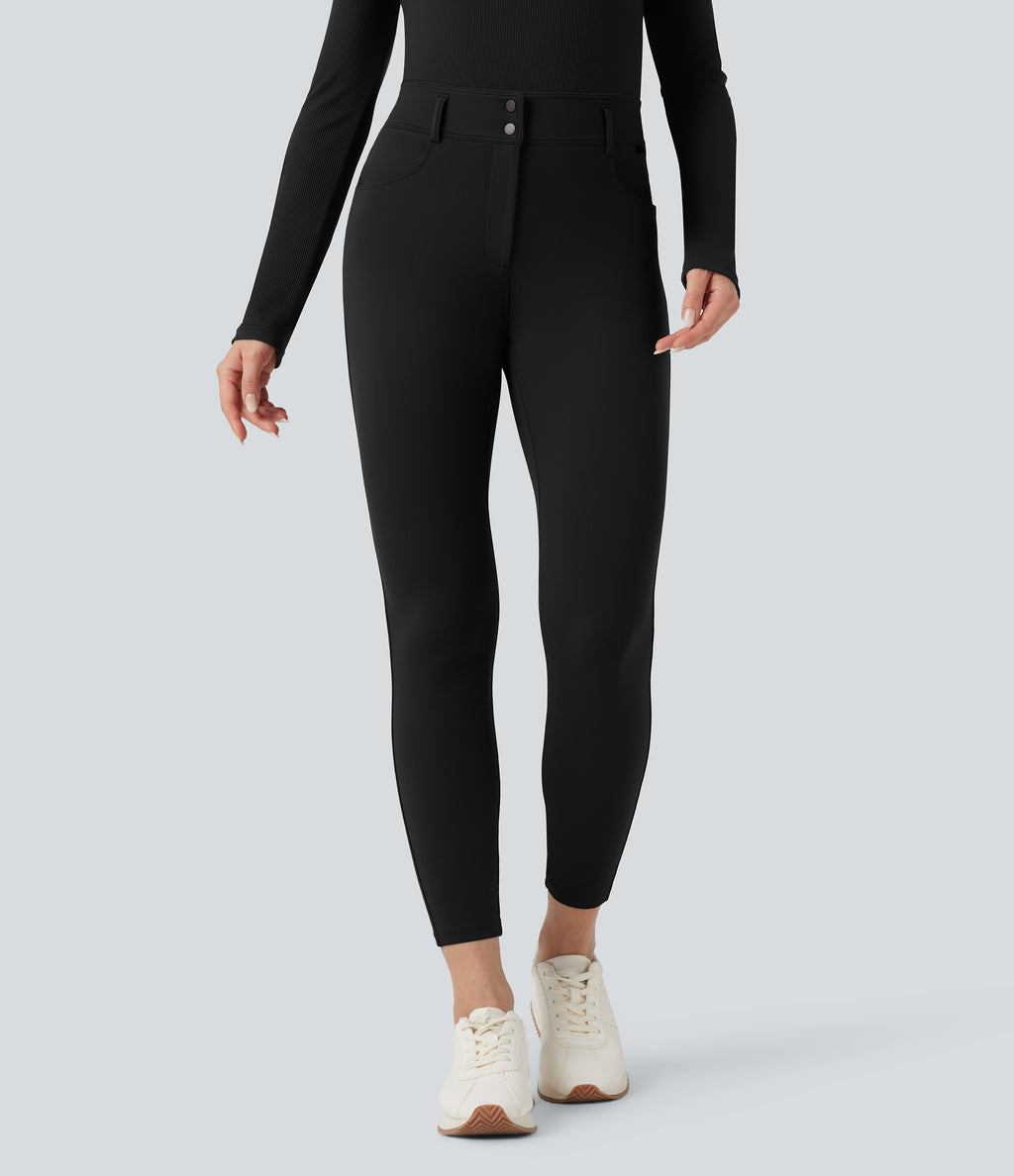 Mid Rise 7/8 Skinny Trousers with Pockets — Black — view 7