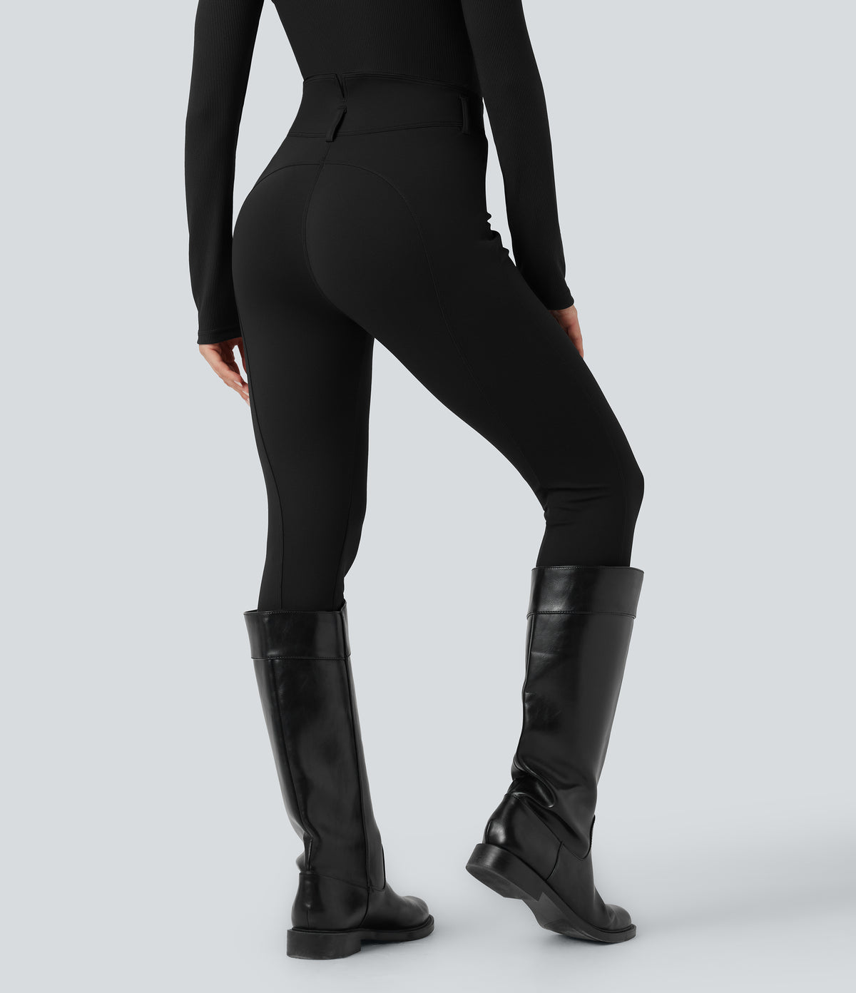 Mid Rise 7/8 Skinny Trousers with Pockets — Black — view 2