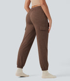 Mid Rise Quick Dry Heathered Lounge Cargo Warming Joggers with Pockets-UPF40+ — Claystone — view 2