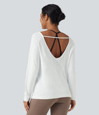 OneForm Seamless Flow Scoop Neck Long Sleeve Workout Sports Top — White — view 5
