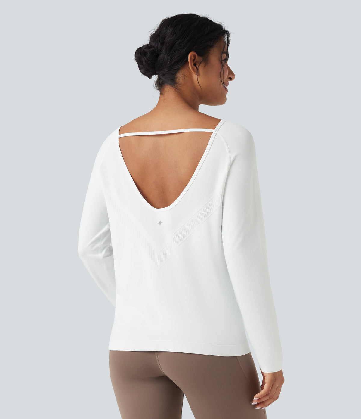 OneForm Seamless Flow Scoop Neck Long Sleeve Workout Sports Top — White — view 4