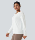 OneForm Seamless Flow Scoop Neck Long Sleeve Workout Sports Top — White — view 3