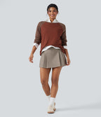 Round Neck Raglan Long Sleeve Color Block Casual Top — Roasted Russet — view 6