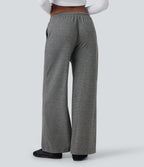 Ribbed Knit Low Rise Drawstring Casual Baggy Trousers with Pockets — Dark Grey — view 3
