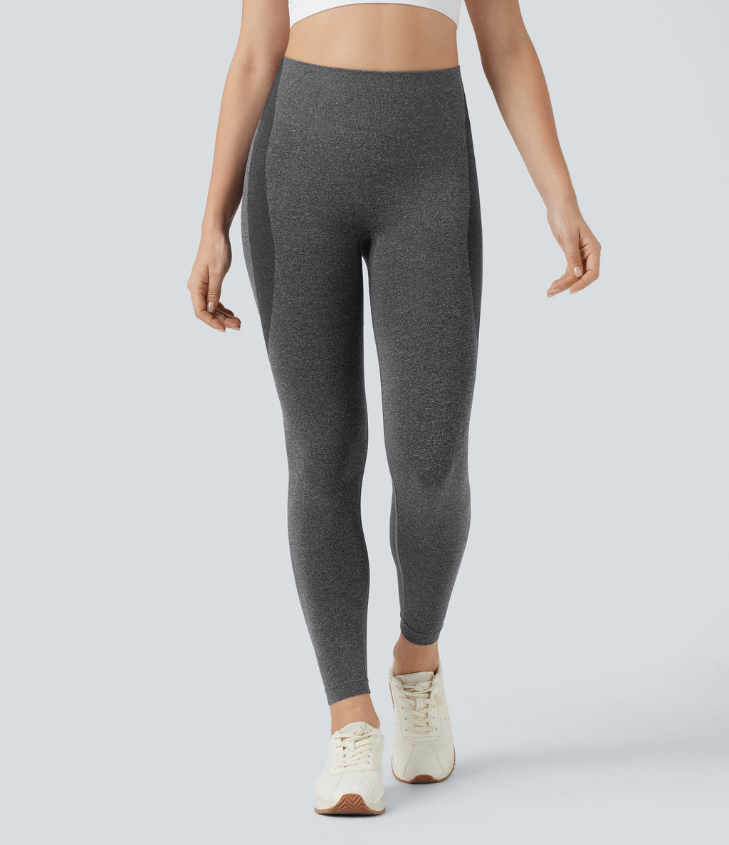 OneForm Seamless Flow High Waisted 7/8 Yoga Leggings — Castlerock — view 3