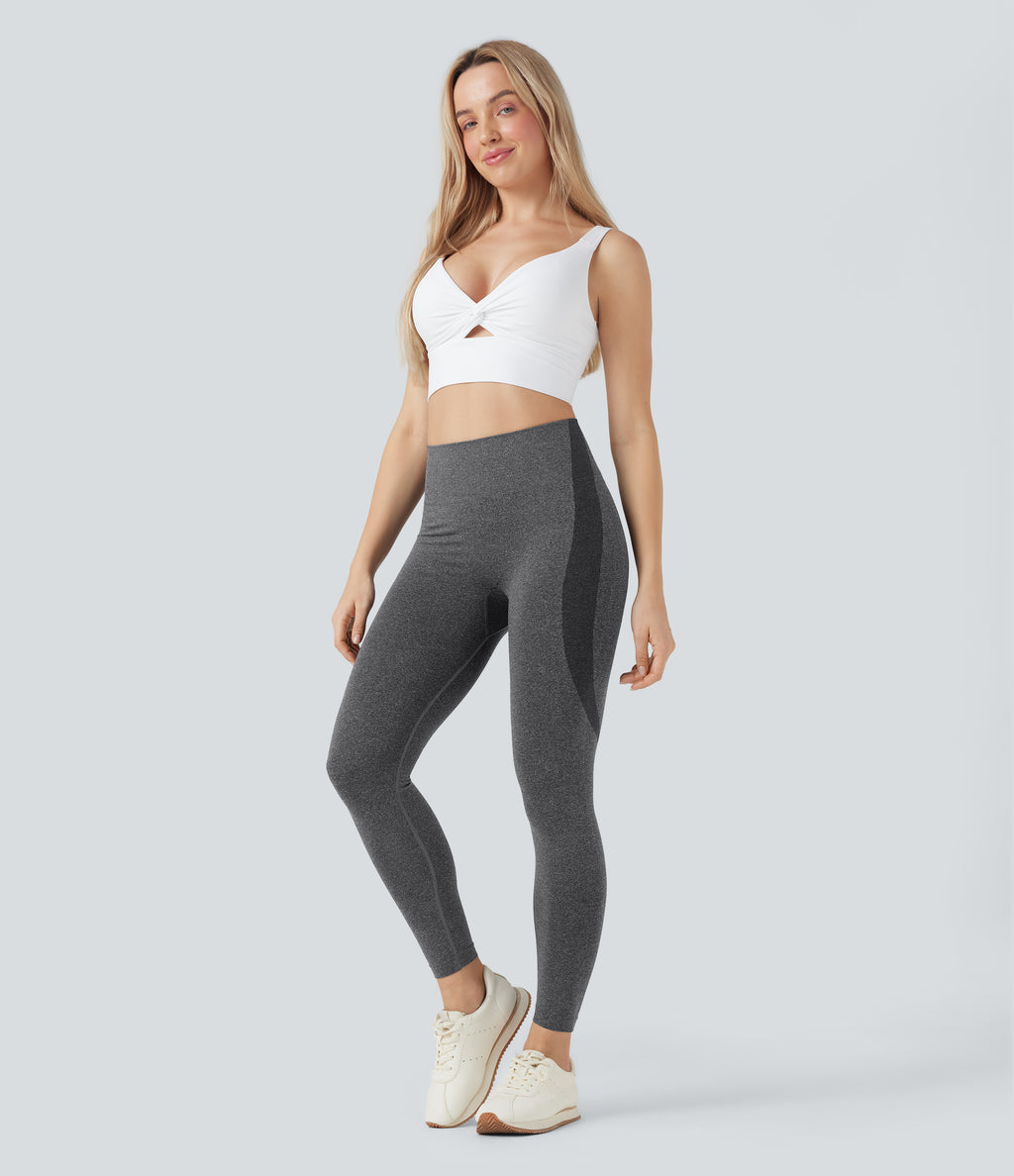 OneForm Seamless Flow High Waisted 7/8 Yoga Leggings — Castlerock — view 7