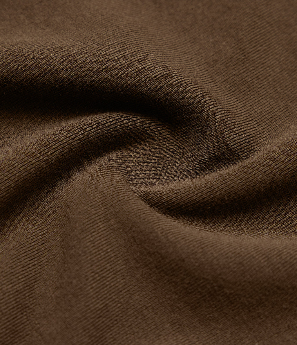 Scoop Neck Long Sleeve High-Low Oversized Thermal Casual Top — Cocoa — view 8
