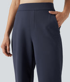 Plush Thermal High Waisted Straight Leg Casual Trousers with Zip Pockets — Overture — view 4