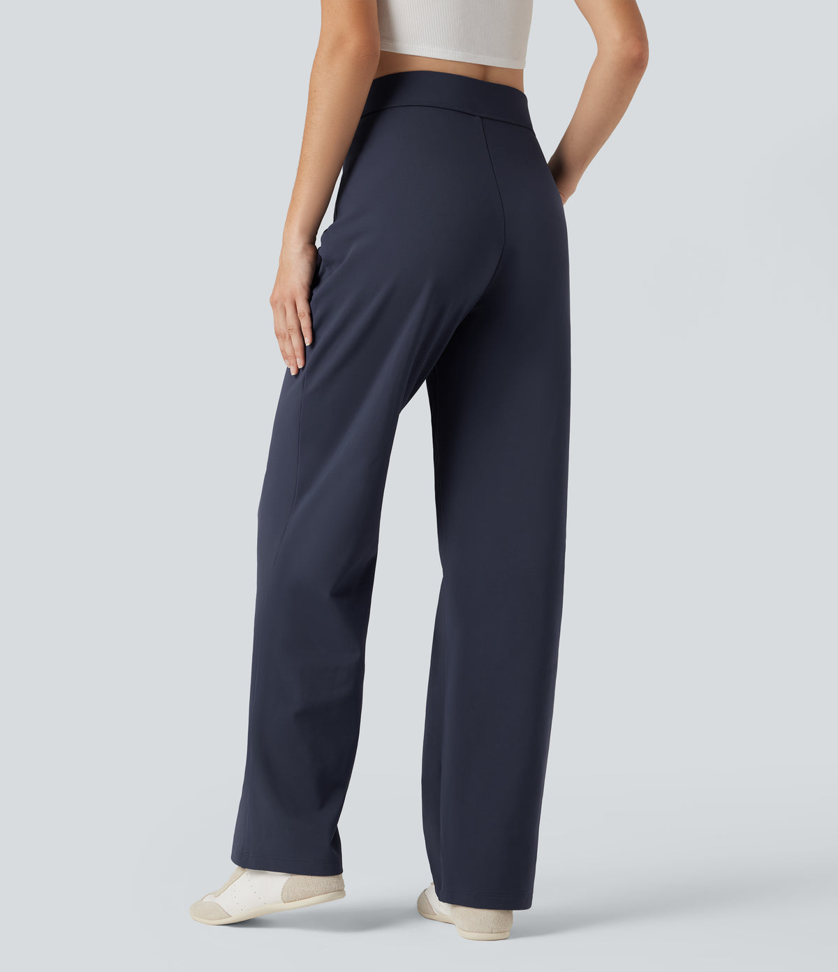 Plush Thermal High Waisted Straight Leg Casual Trousers with Zip Pockets — Overture — view 2