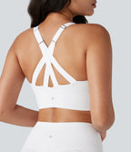 SpeedWave Medium Support Push Up Zipper Adjustable Buckle Quick Dry Running Sports Bra DD-F Cups — White — view 6