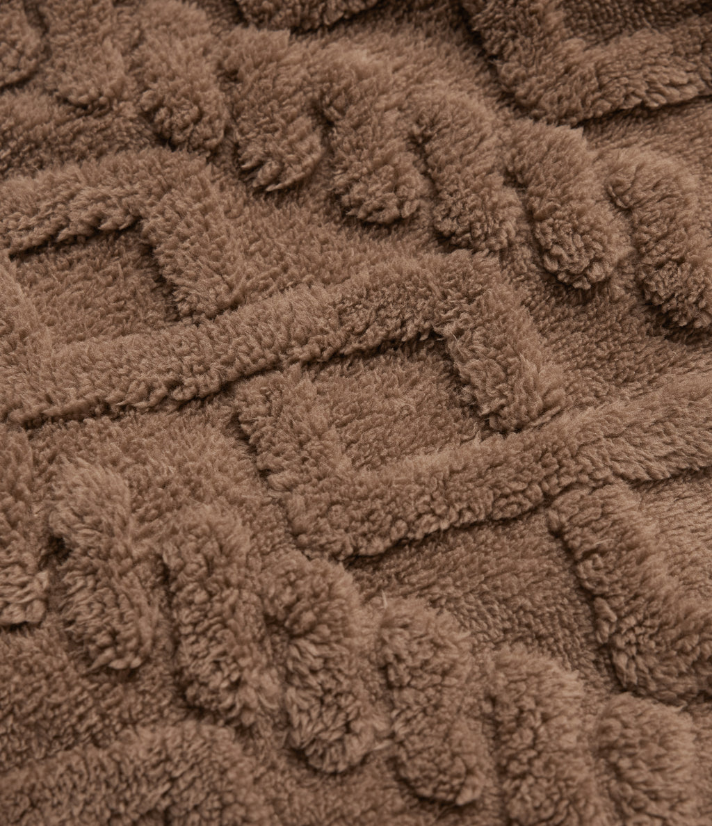 High-neck Zip Fly Casual Sherpa Jacket with Pockets — Coca Mocha — view 7