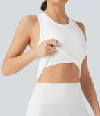 OneForm Seamless Flow Racerback Built-in Bra Yoga Tank Top — White — view 1