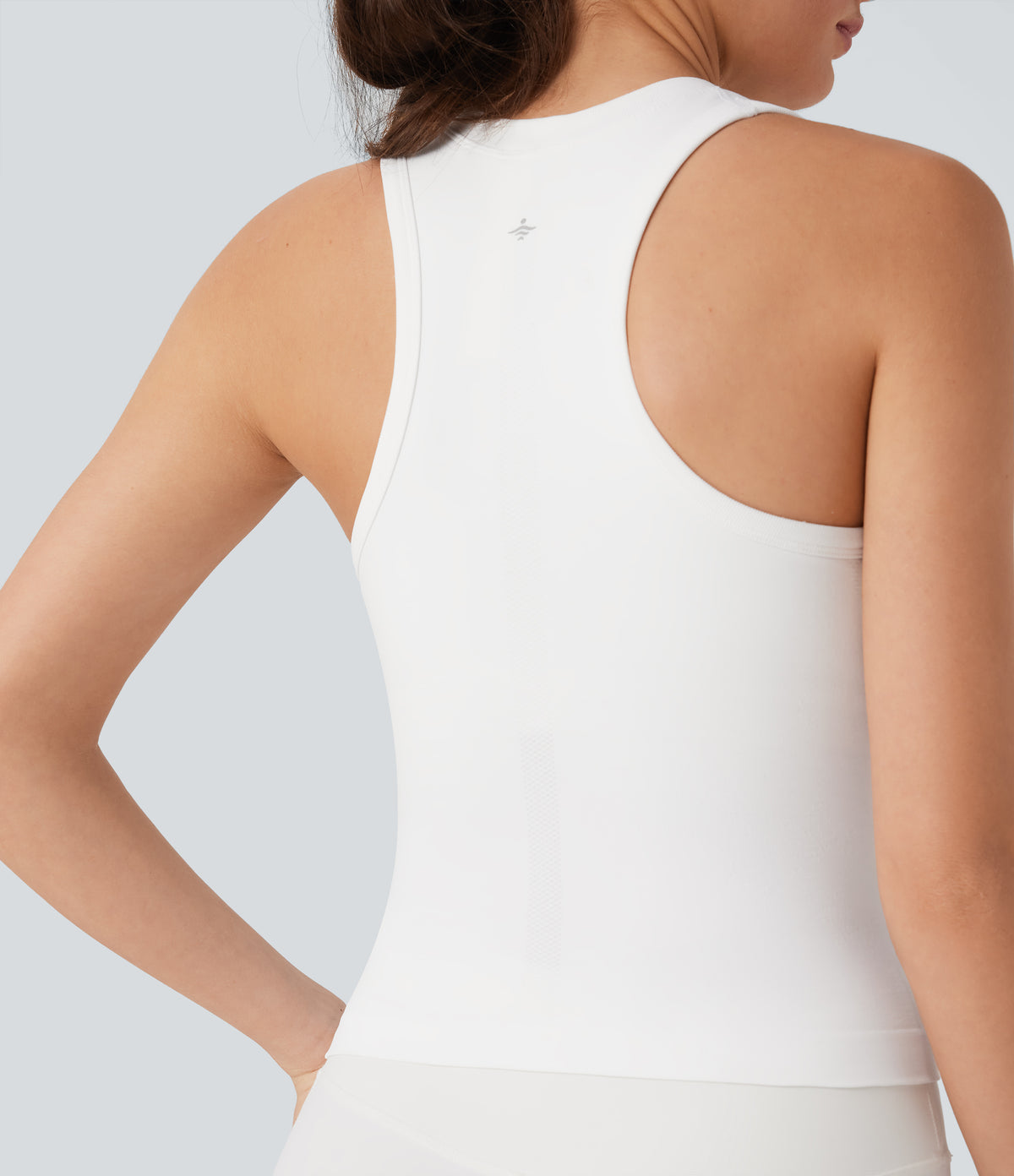 OneForm Seamless Flow Racerback Built-in Bra Yoga Tank Top — White — view 6